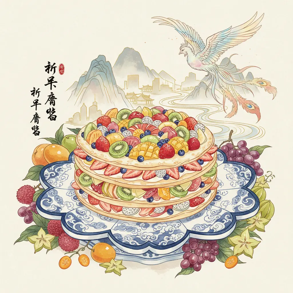 水果盤 - 水果千層蛋糕