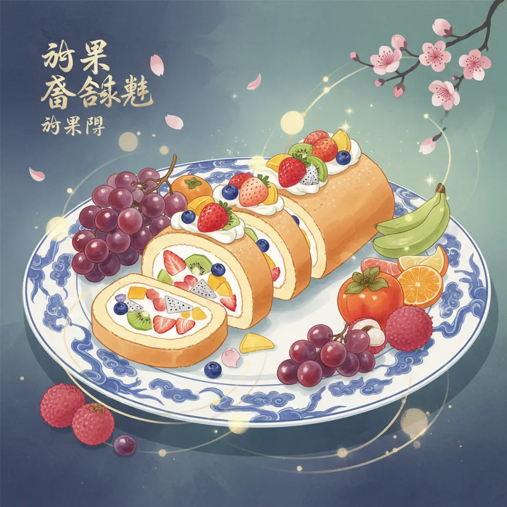 水果盤 - 水果蛋糕捲